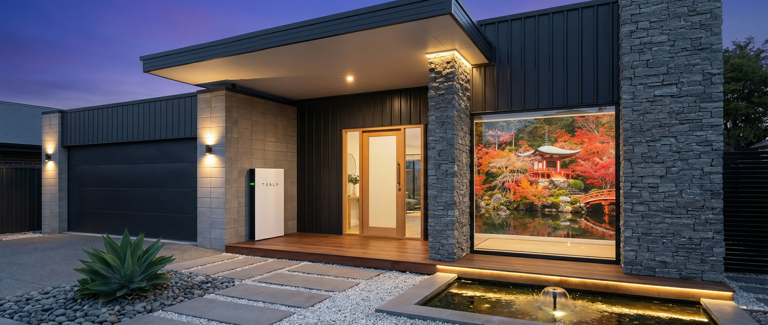 Brands We Trust 2 A japanese-inspired luxury home with Tesla Powerwall.