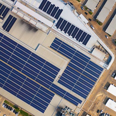 Services 6 Aerial view of a large commercial solar panel installation